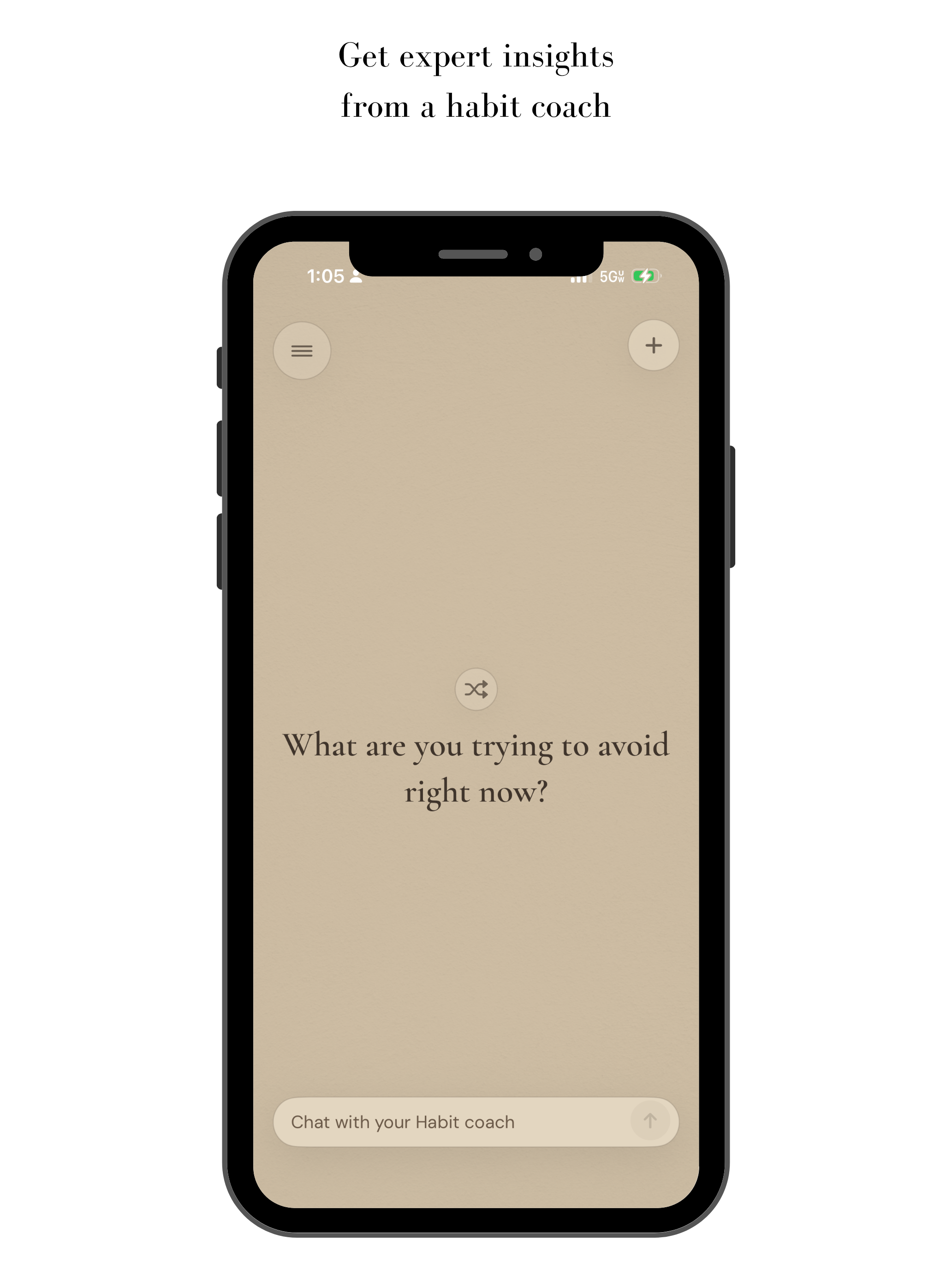 GlowLock habit coach asking 'What are you trying to avoid right now?'